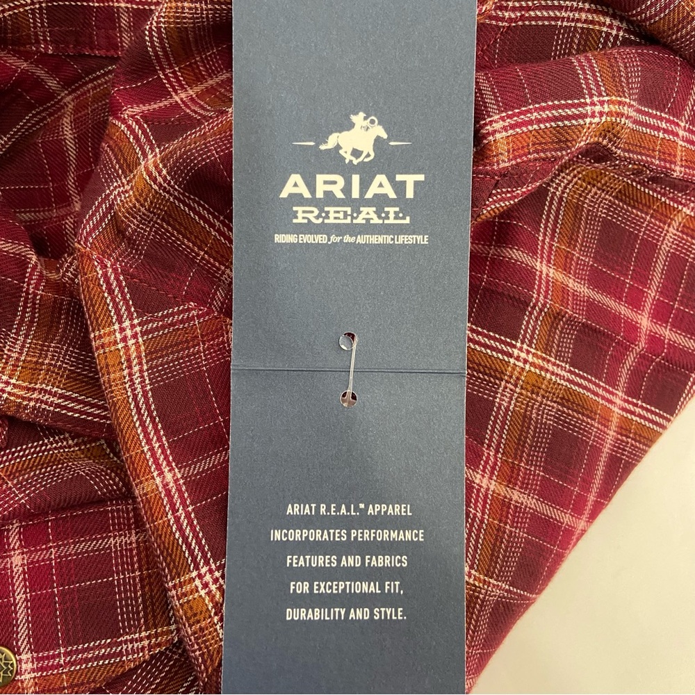 Ariat Real Shirt Plaid LS Snap Top NWT - Picture 8 of 9
